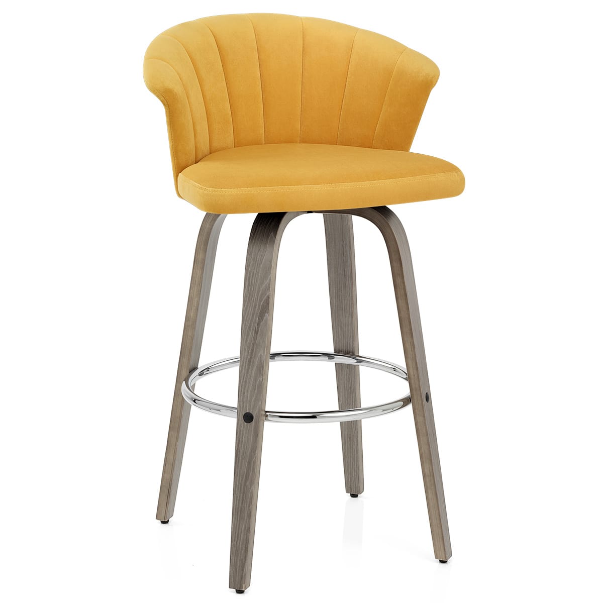 Taburete Terciopelo Madera - Concerto Amarillo