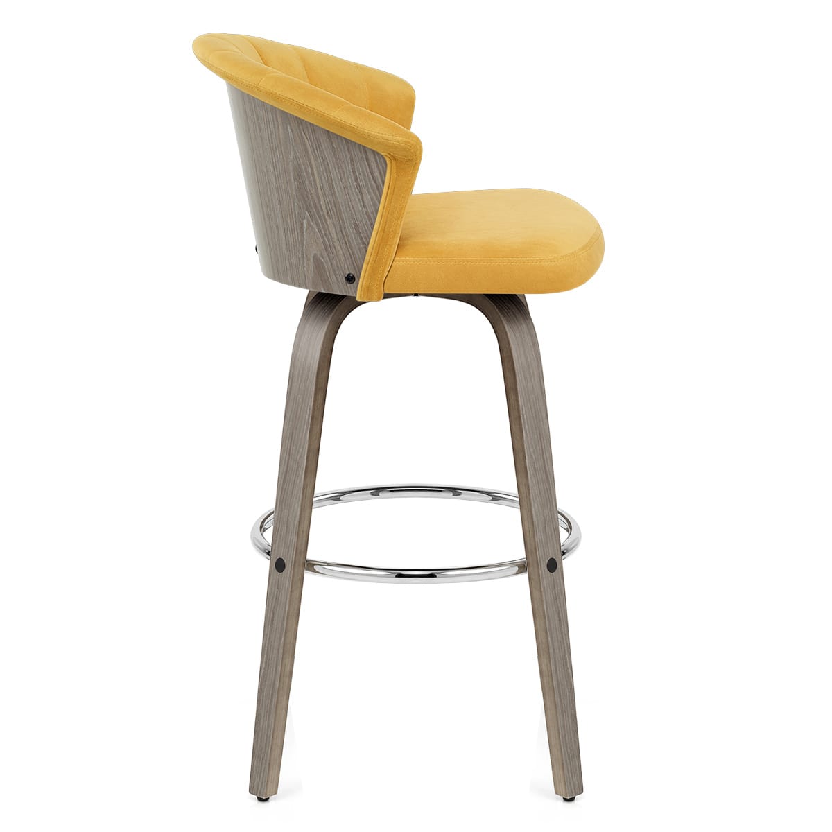 Taburete Terciopelo Madera - Concerto Amarillo