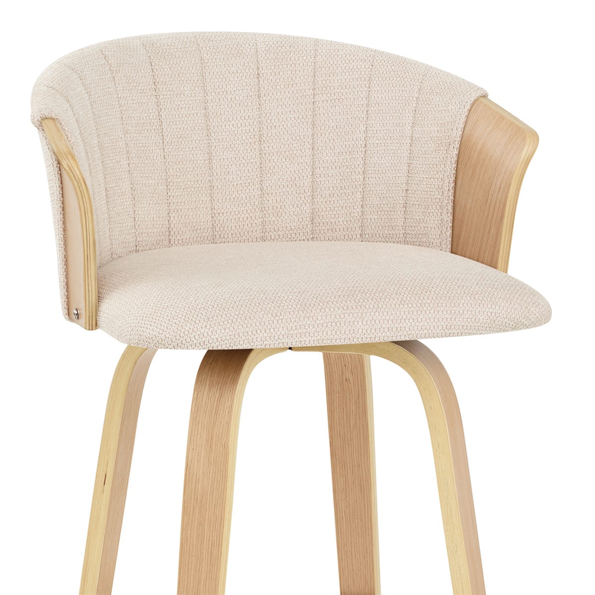 Taburete de bar Coral en roble y tela beige