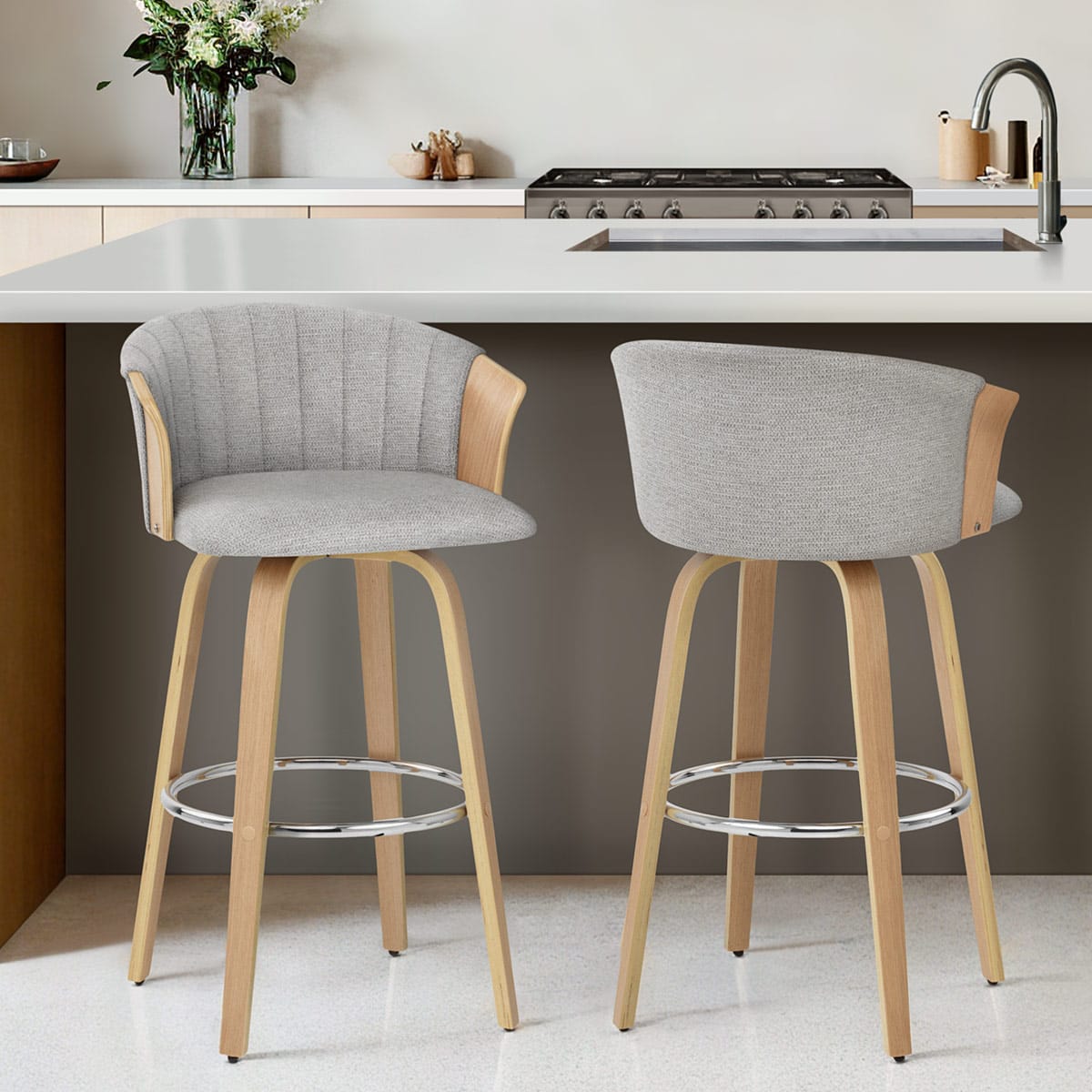 Taburete Tela - Coral Gris