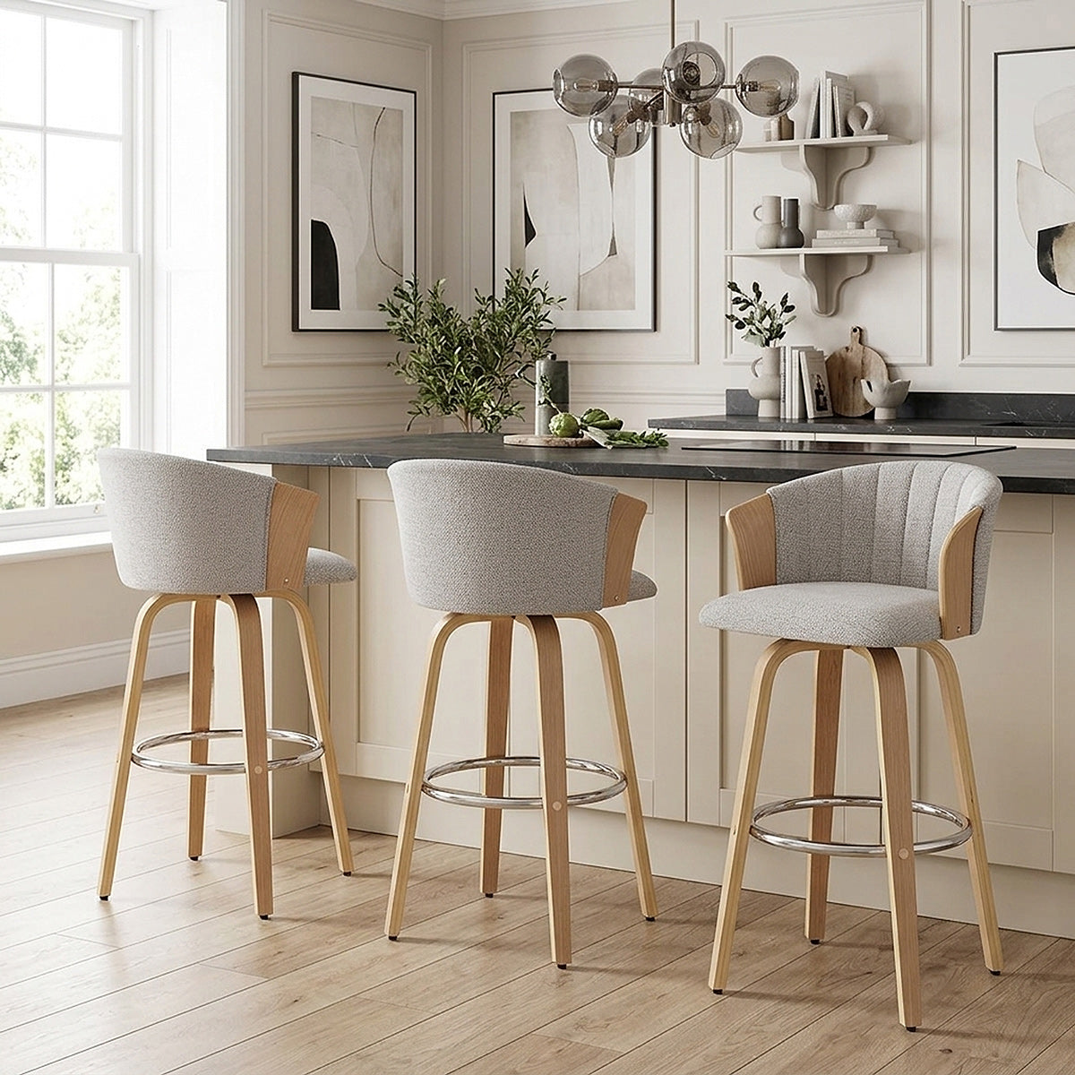 Taburete Tela - Coral Gris