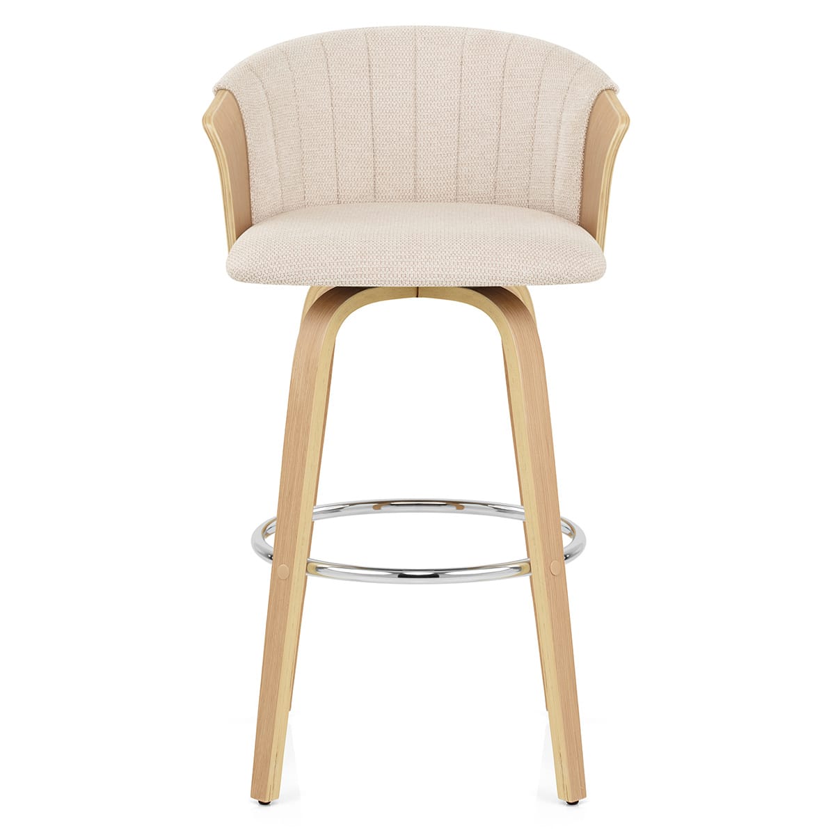 Taburete de bar Coral en roble y tela beige