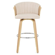 Taburete de bar Coral en roble y tela beige