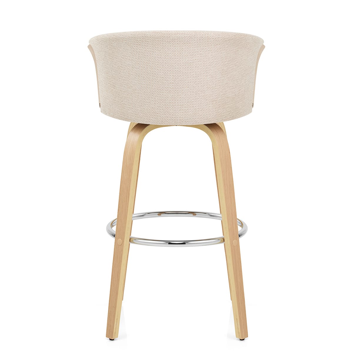 Taburete de bar Coral en roble y tela beige