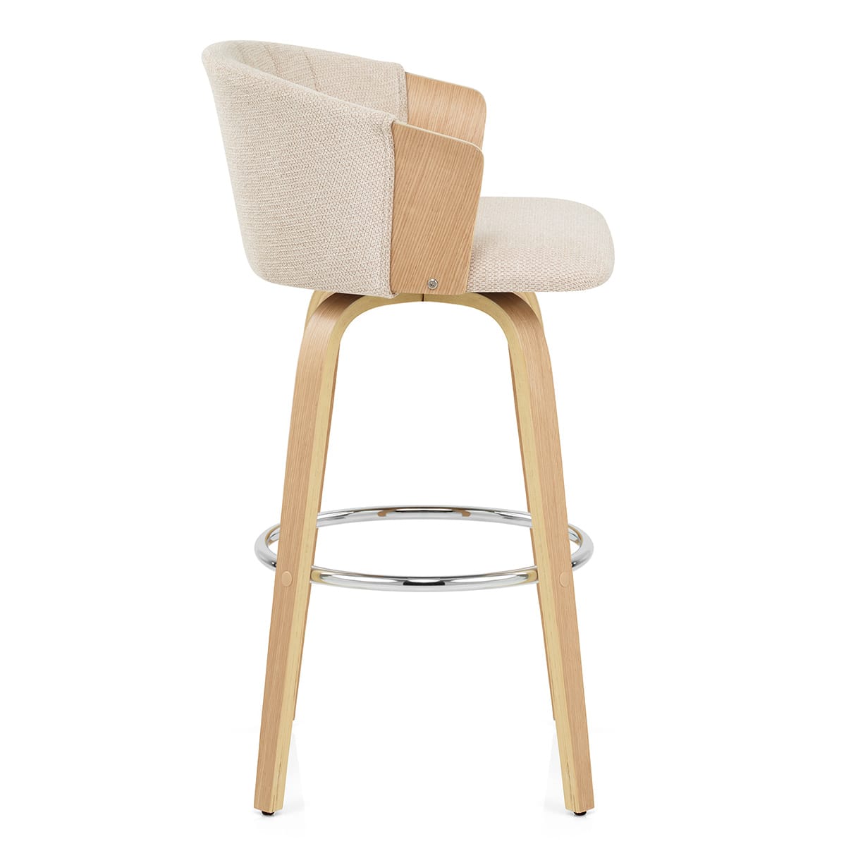 Taburete de bar Coral en roble y tela beige