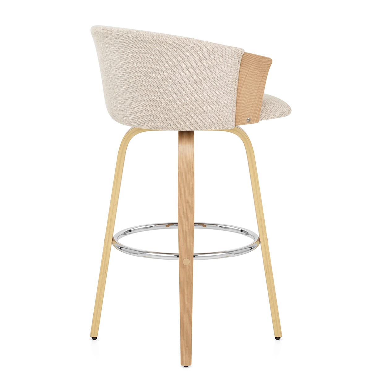 Taburete de bar Coral en roble y tela beige