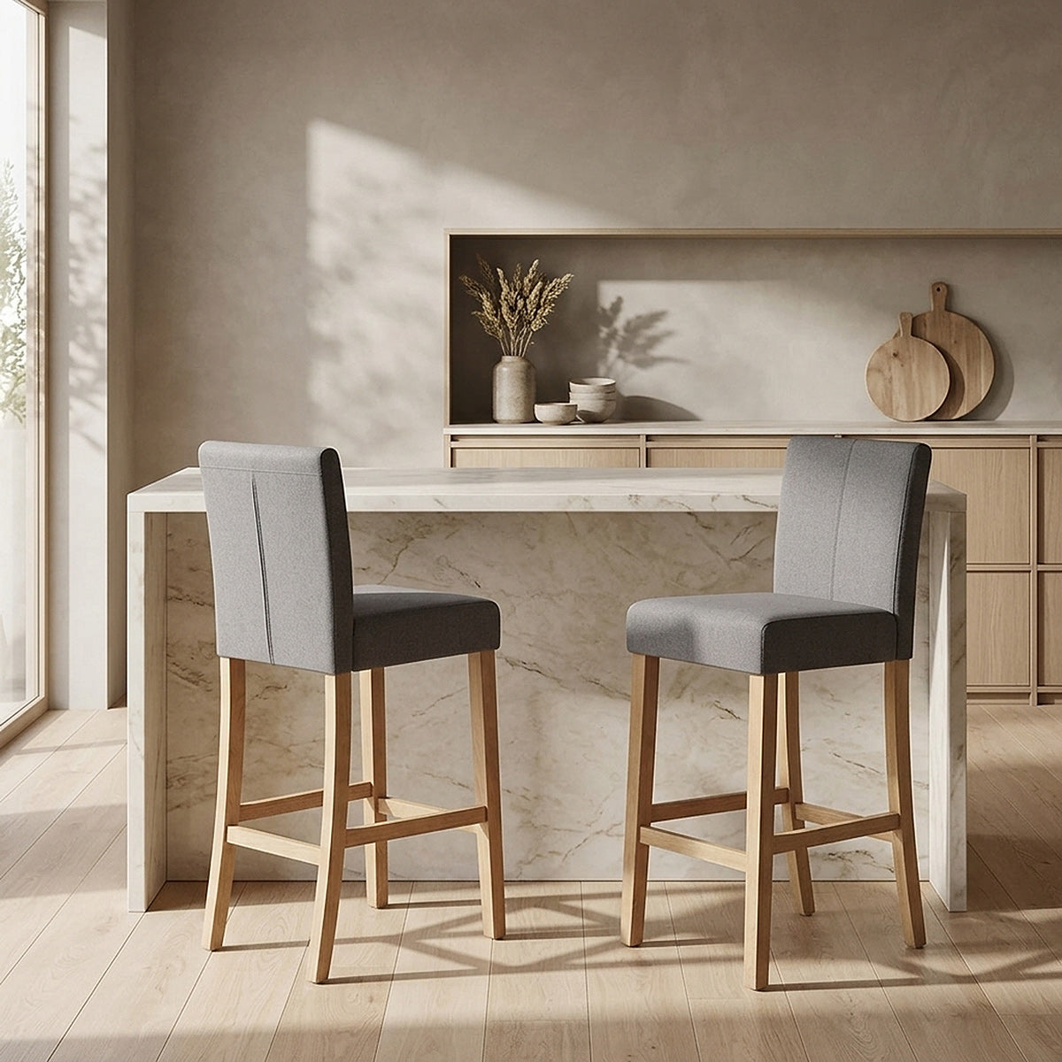 Taburete Tela Madera - Cornell Gris