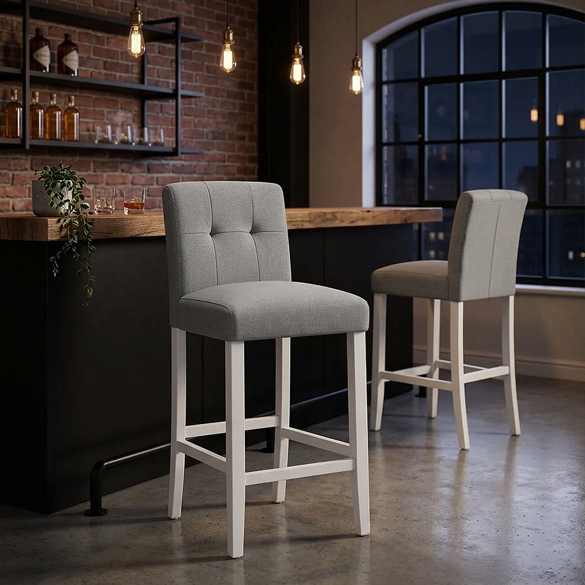 Taburete Tela Madera - Crawford Gris