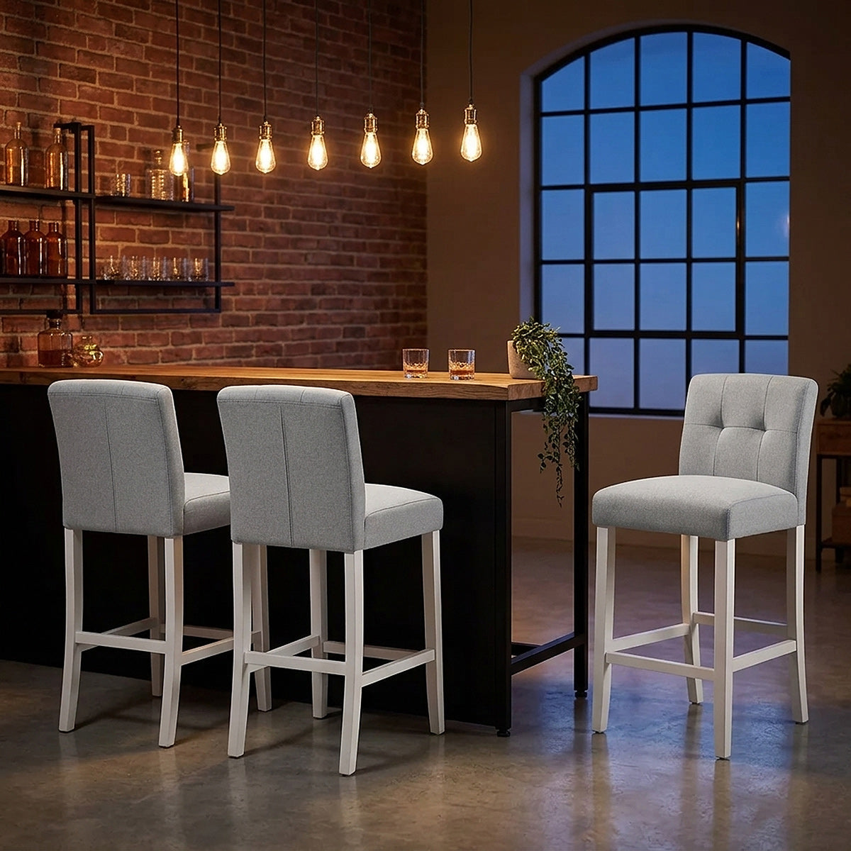 Taburete Tela Madera - Crawford Gris