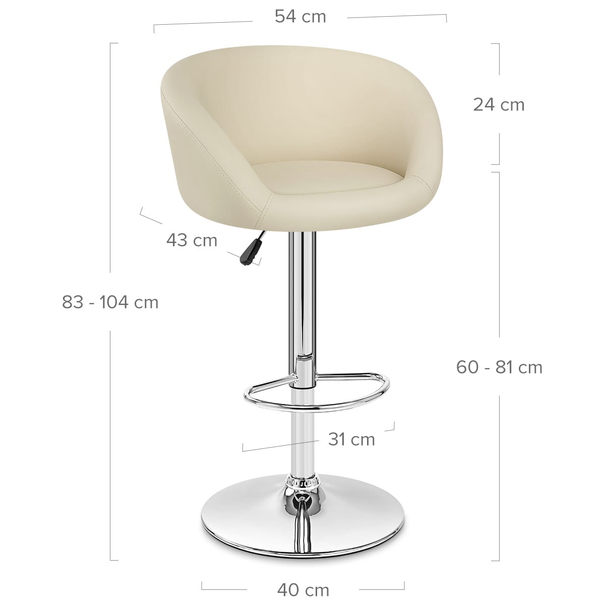 Taburete Polipiel Cromo - Eclipse Crema