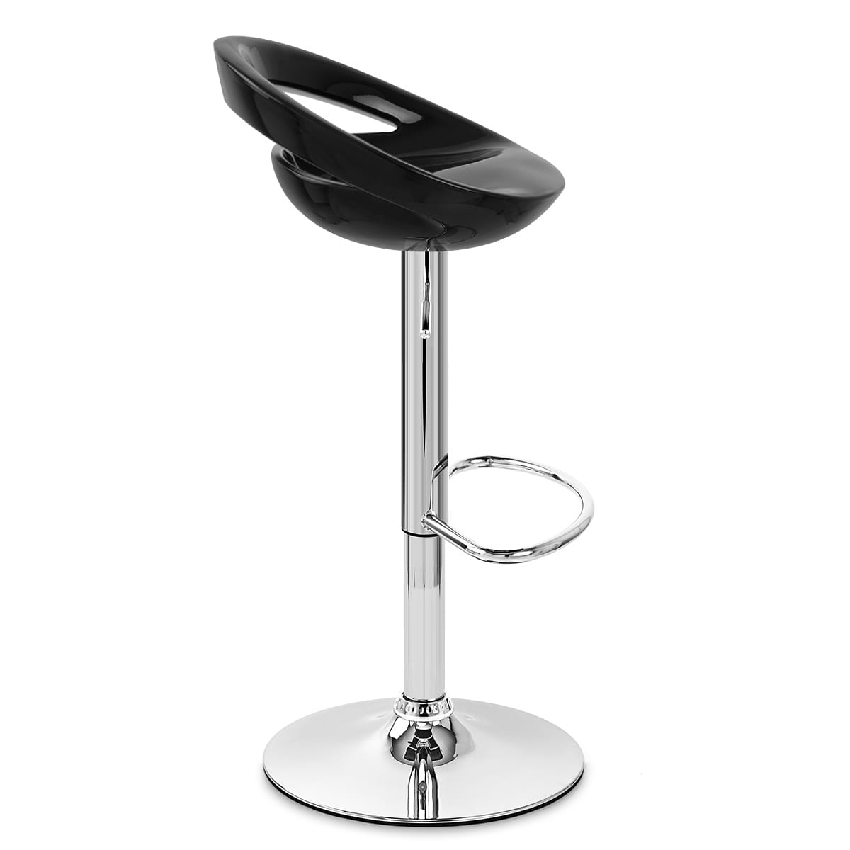 Taburete Plástico Cromo - Creciente Negro