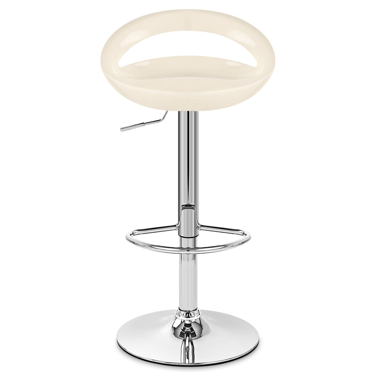 Taburete Plástico Cromo - Creciente Crema