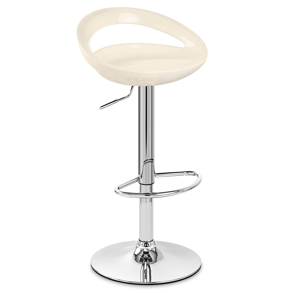 Taburete Plástico Cromo - Creciente Crema