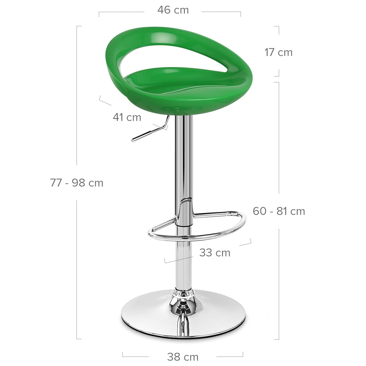 Taburete Plástico Cromo - Creciente Verde