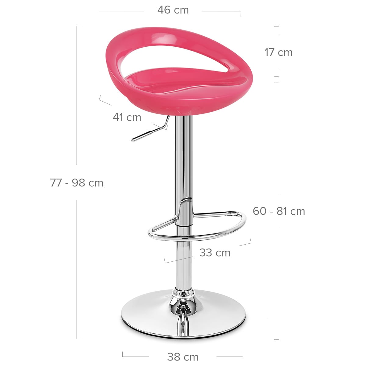 Taburete Plástico Cromo - Creciente Rosa