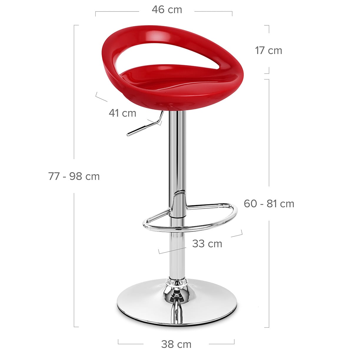 Taburete Plástico Cromo - Creciente Rojo