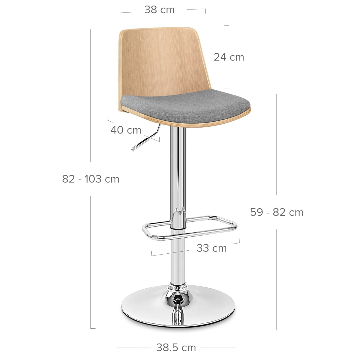 Taburete Tela Roble - Crest Gris
