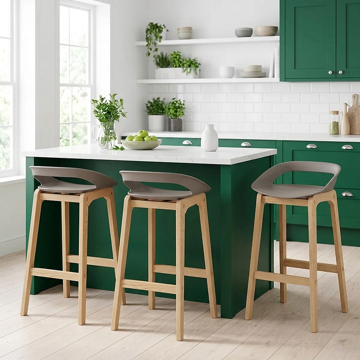 Taburete Resina Madera - Crew Gris