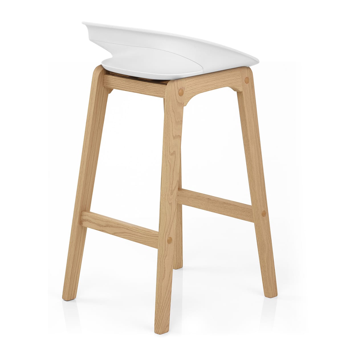 Taburete Resina Madera - Crew Blanco