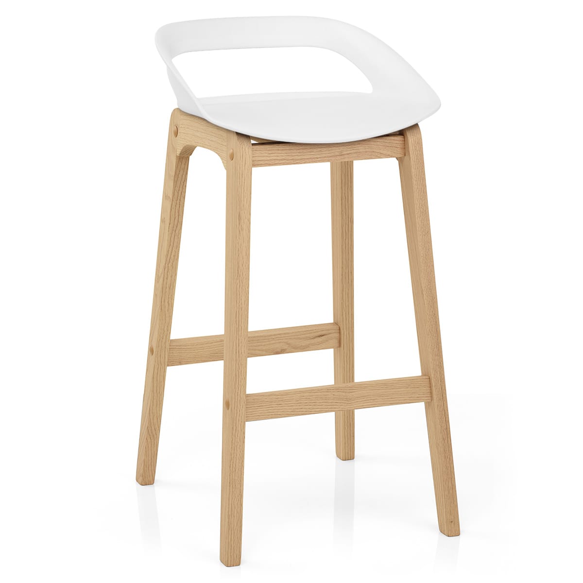 Taburete Resina Madera - Crew Blanco