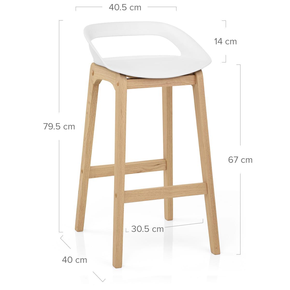 Taburete Resina Madera - Crew Blanco