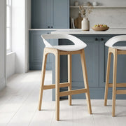 Taburete Resina Madera - Crew Blanco