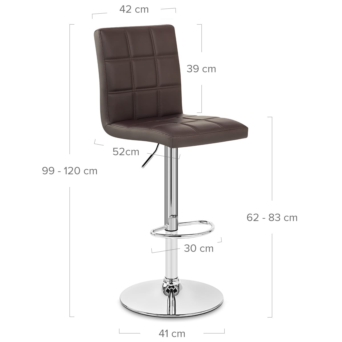 Taburete Polipiel Cromo - Criss Cross Marrón
