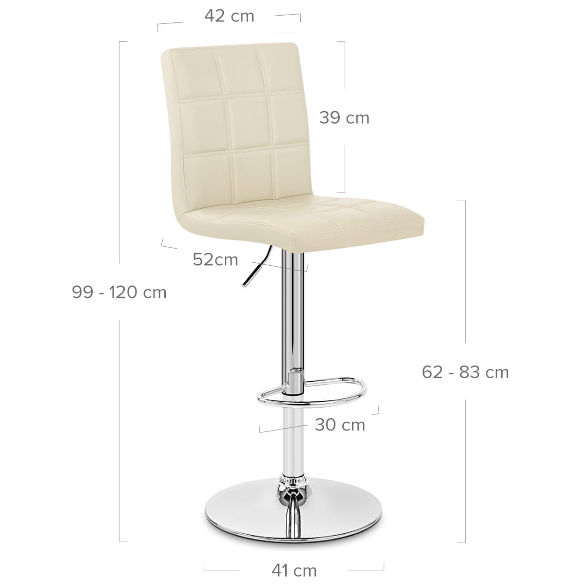 Taburete Polipiel Cromo - Criss Cross Crema