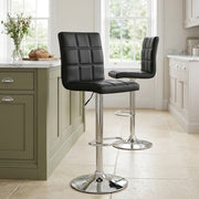 Taburete Polipiel Cromo - Criss Cross Negro