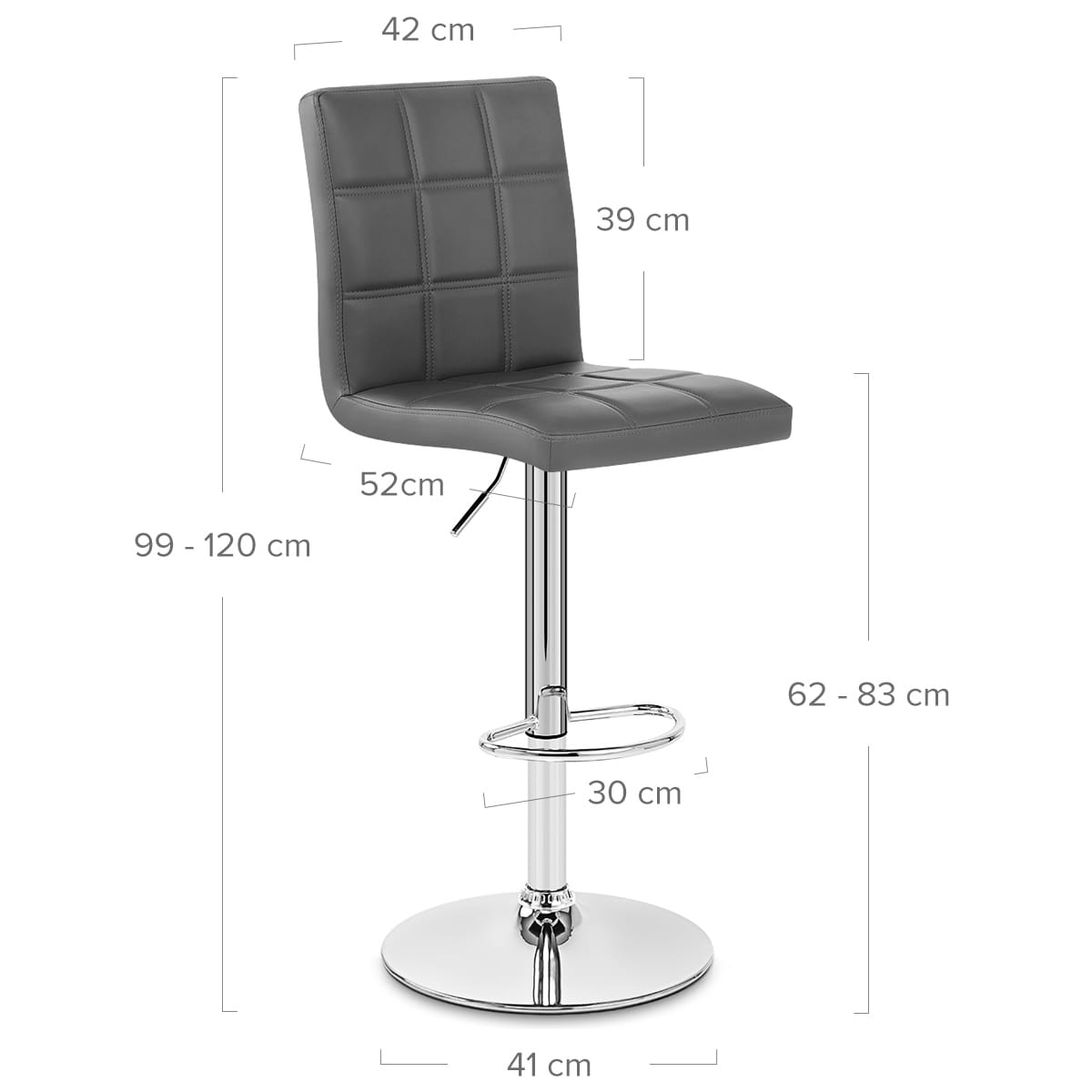 Taburete Polipiel Cromo - Criss Cross Gris
