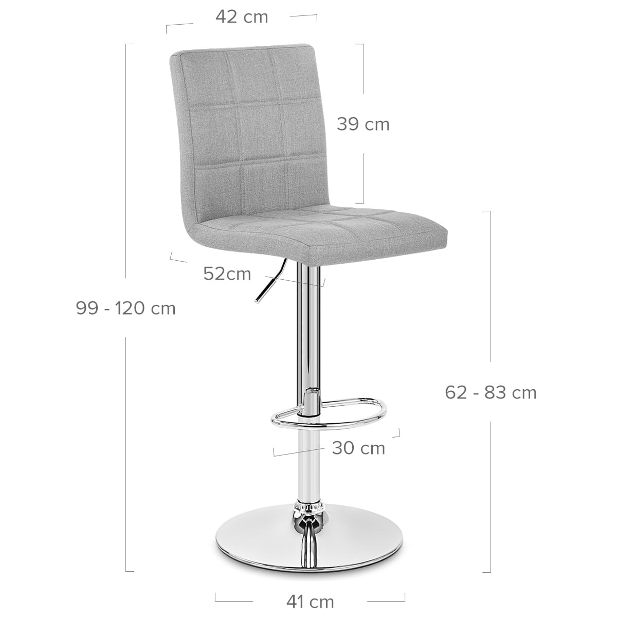 Taburete Tela Cromo - Criss Cross Gris