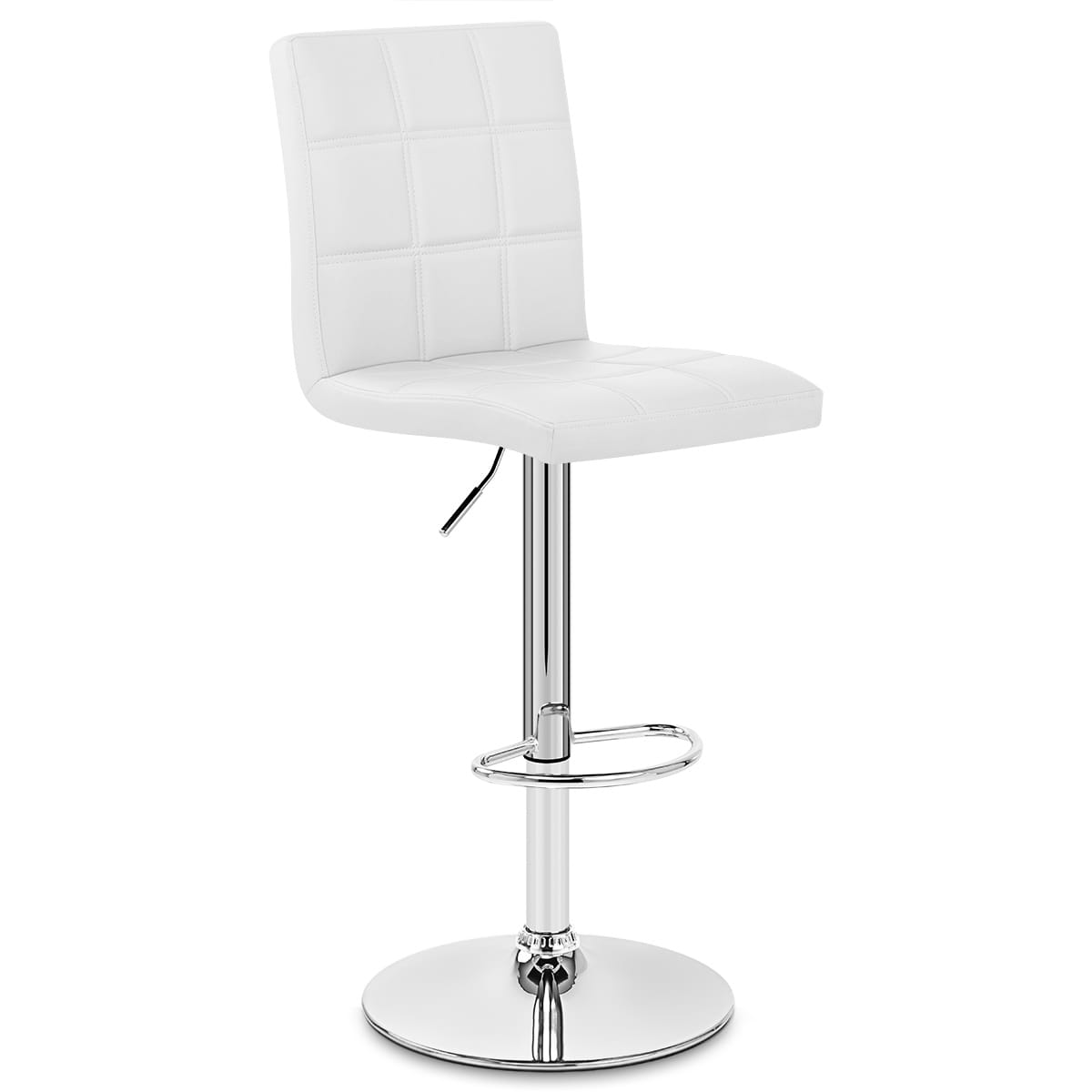 Taburete Polipiel Cromo - Criss Cross Blanco