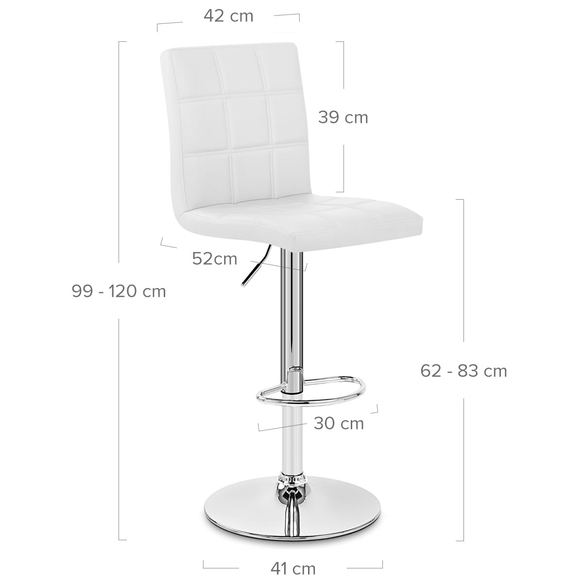 Taburete Polipiel Cromo - Criss Cross Blanco
