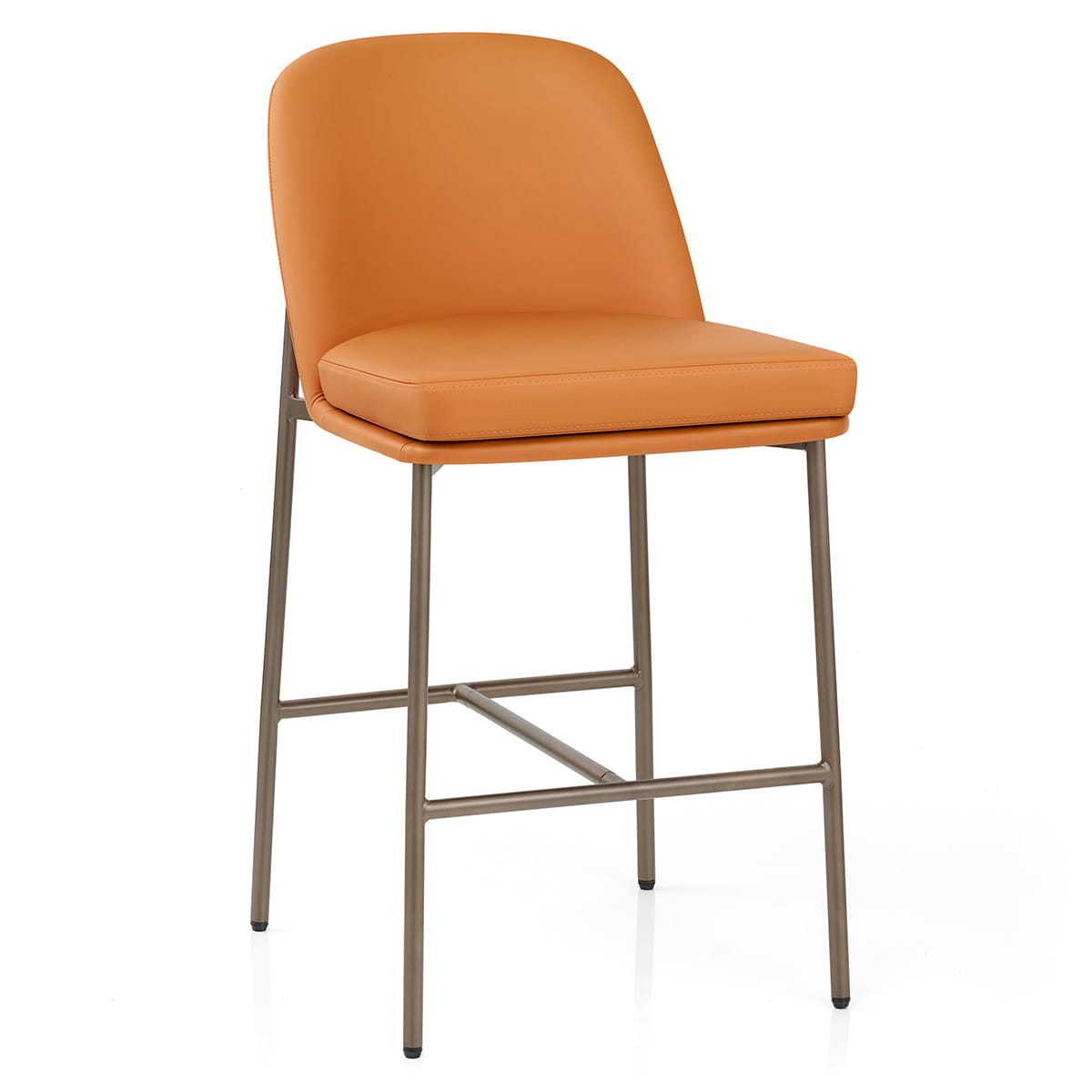 Taburete Cuero Auténtico - Cruz Naranja