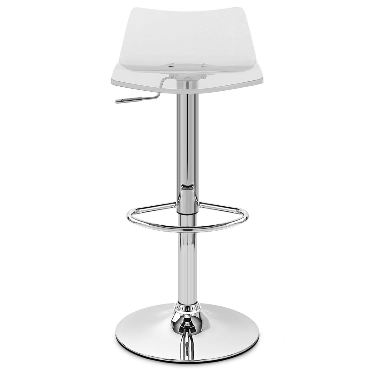 Taburete Plástico Cromo - Cristal Transparente