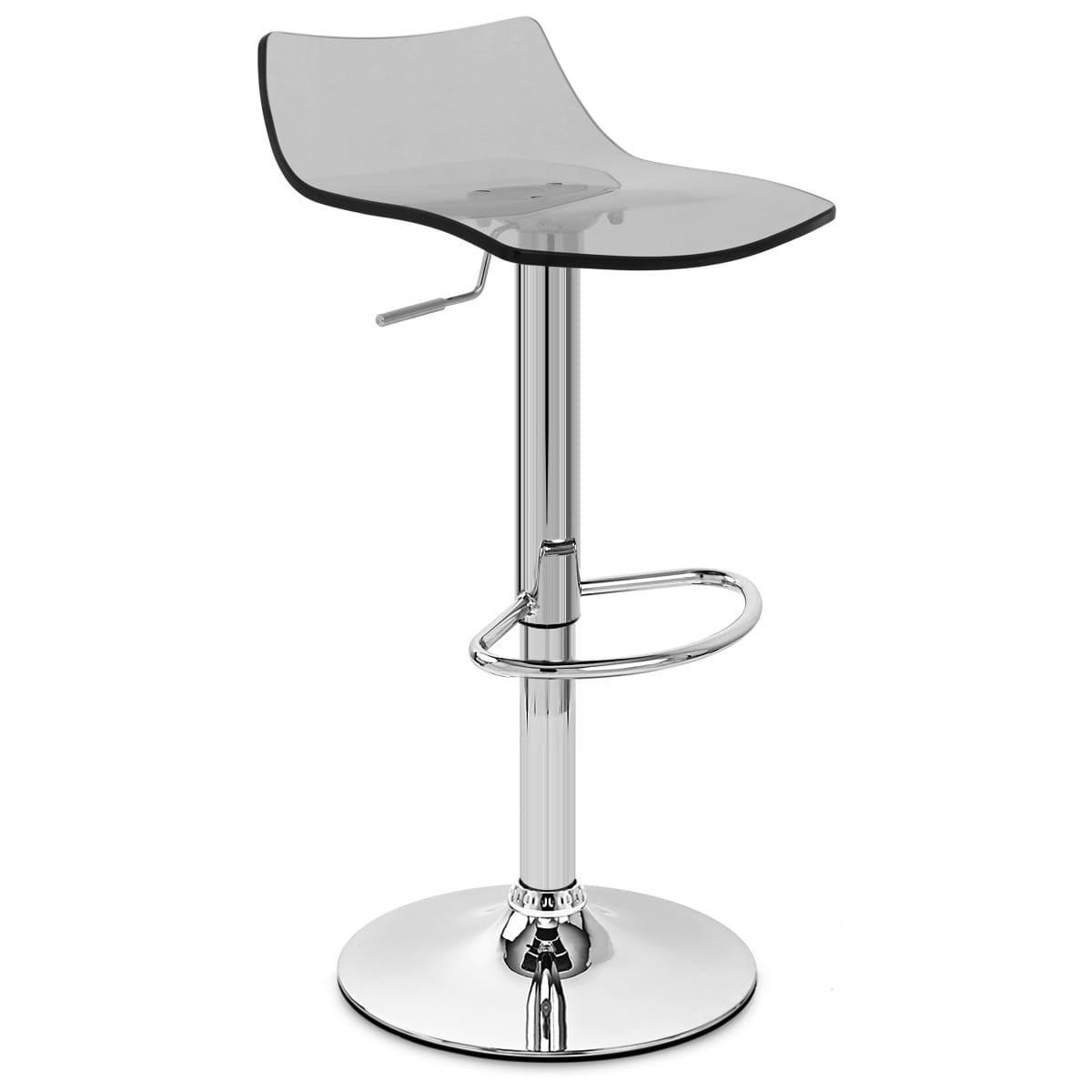 Taburete Plástico Cromo - Cristal Gris