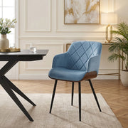 Silla Terciopelo Madera - Dakota Azul