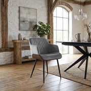 Silla Terciopelo Madera - Dakota Gris