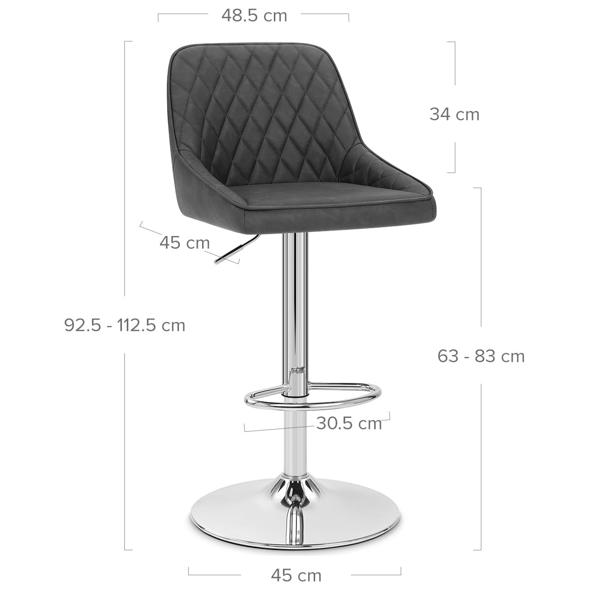 Taburete Cuero Sintético - Darwin Gris Oscuro