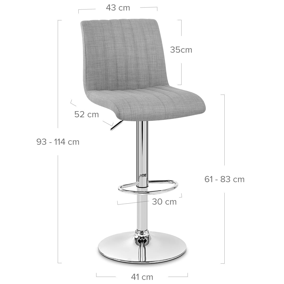 Taburete Tela Cromo - Debut Gris