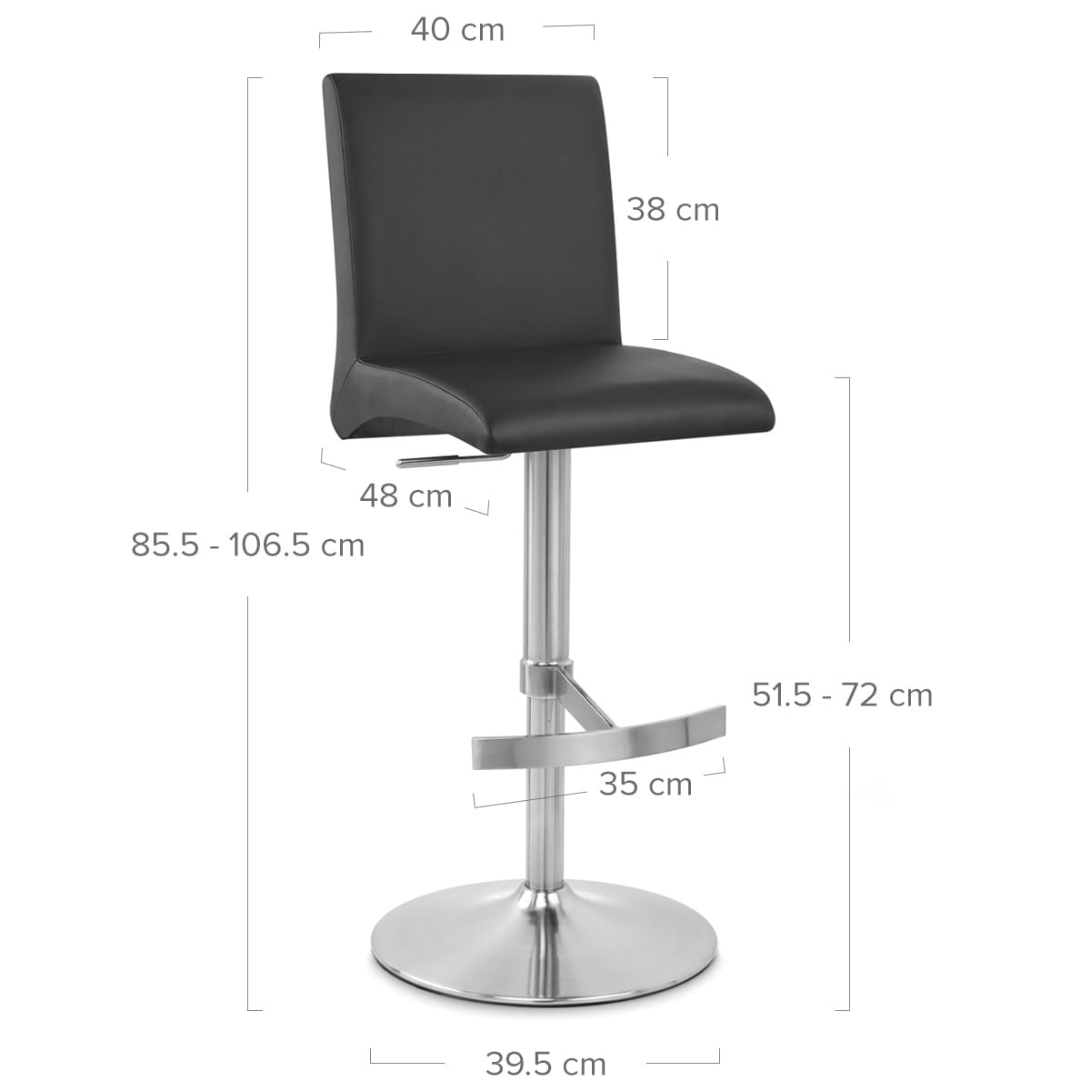 Taburete Polipiel Satinado - Deluxe High Back Negro