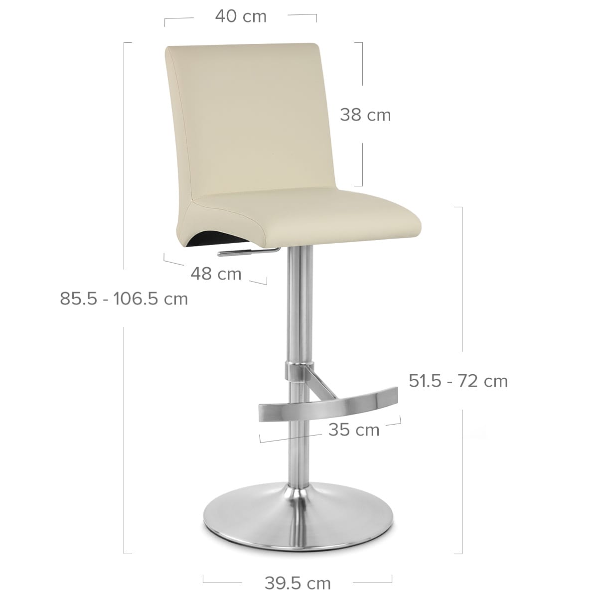 Taburete Polipiel Satinado - Deluxe High Back Crema