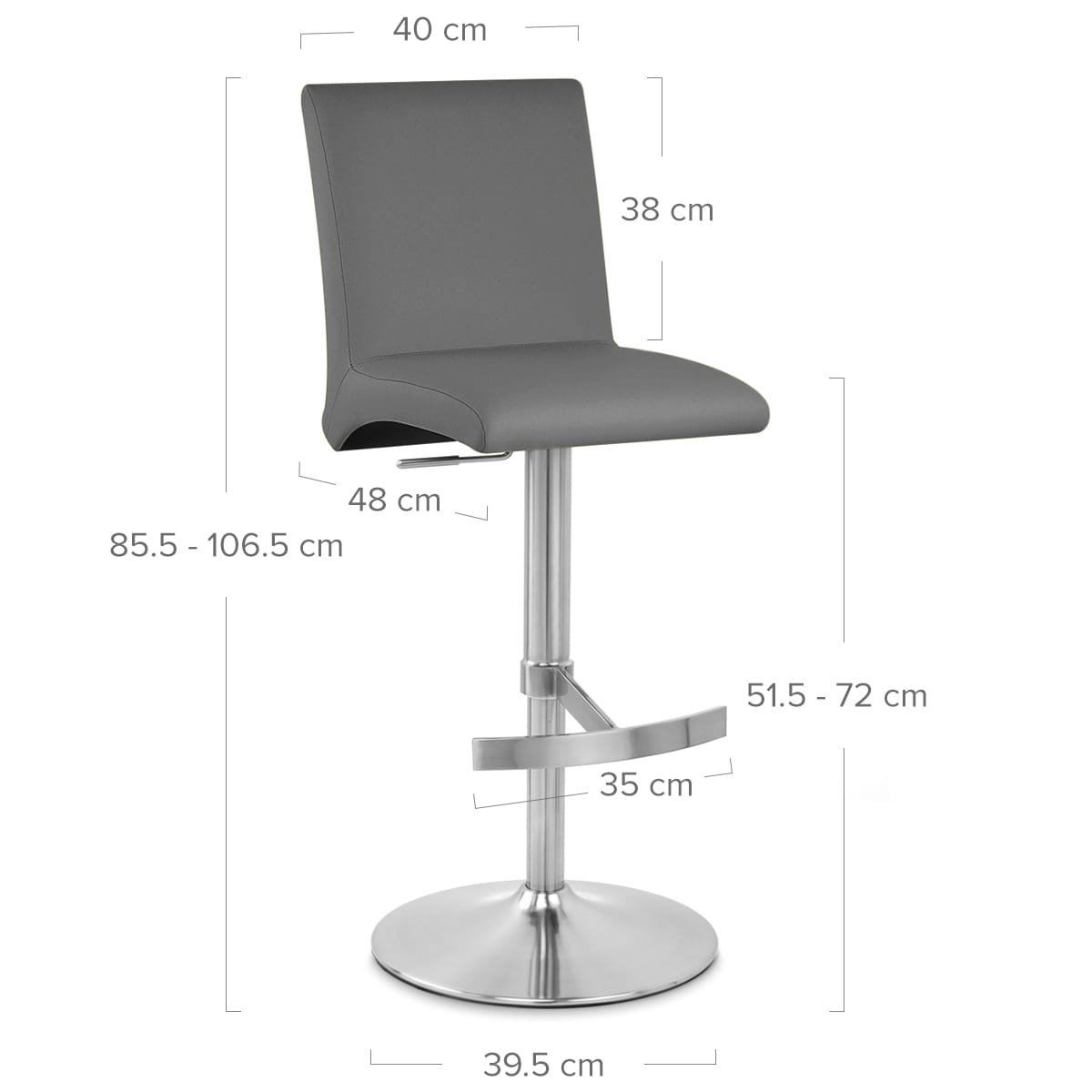 Taburete Polipiel Satinado - Deluxe High Back Gris