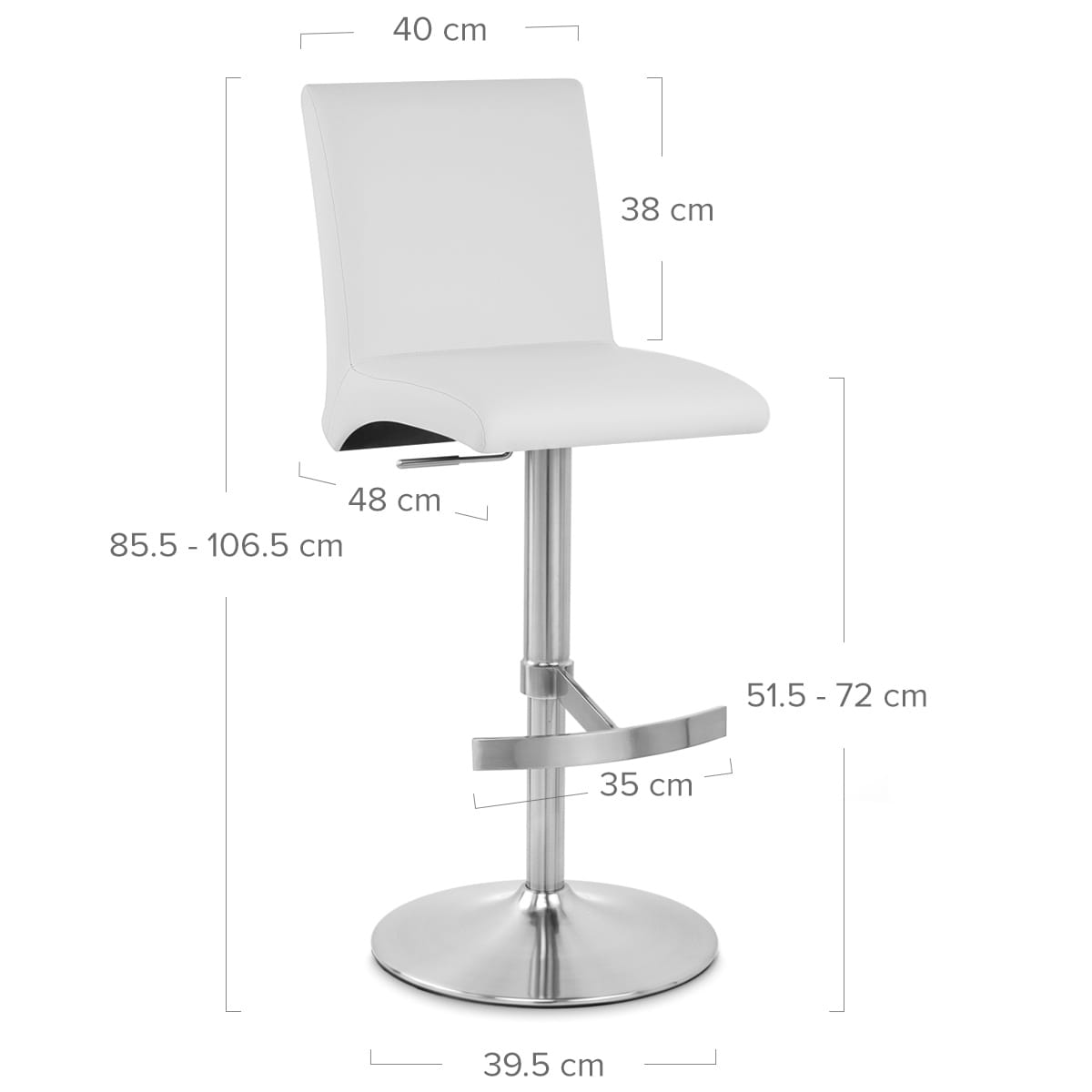 Taburete Polipiel Satinado - Deluxe High Back Blanco