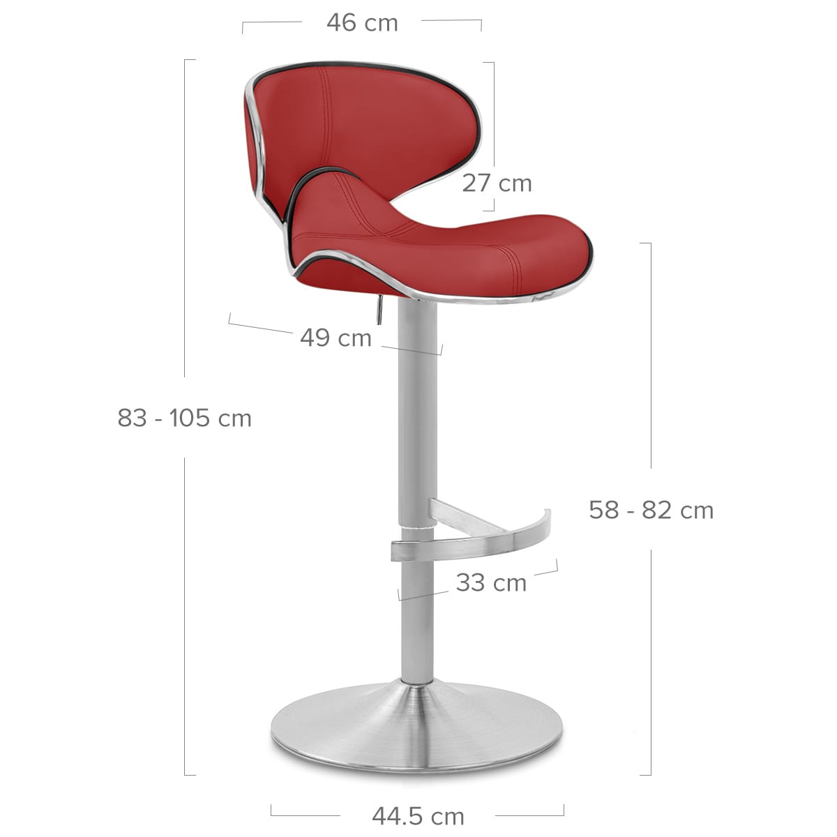 Taburete Auténtico Cuero Satinado - Felix Deluxe Rojo