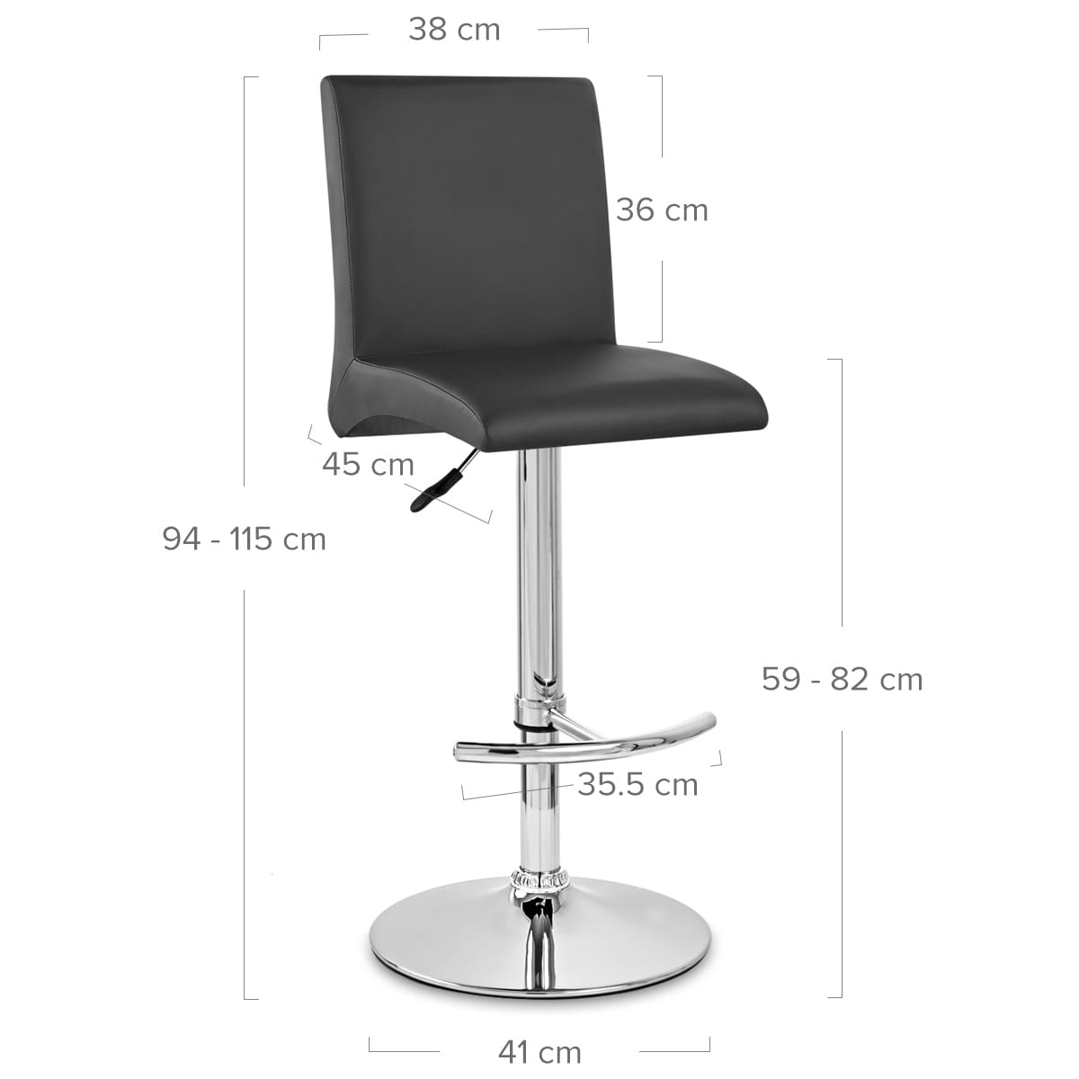 Taburete Polipiel Cromo - Deluxe High Back Negro