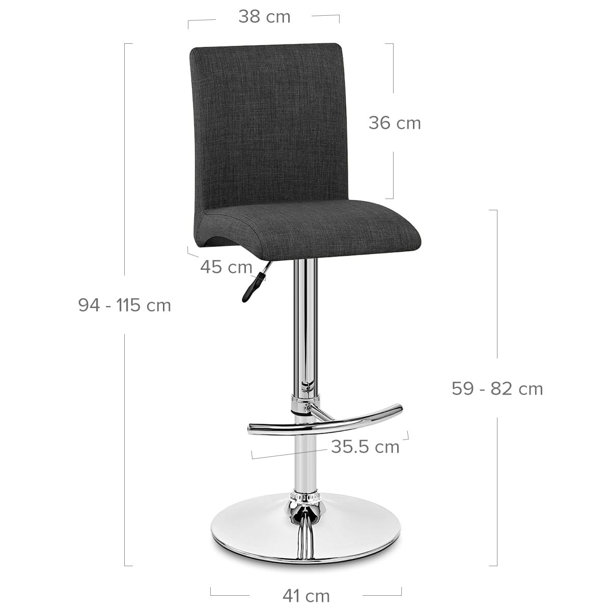 Taburete Tela Cromado - Deluxe High Back Gris