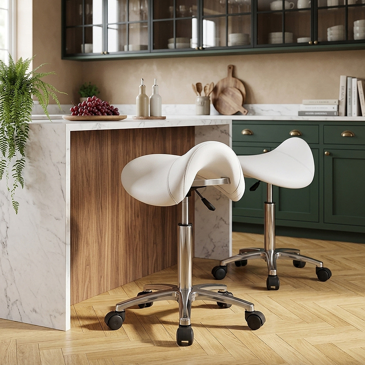 Sillín Polipiel Cromo - Saddle Deluxe Blanco