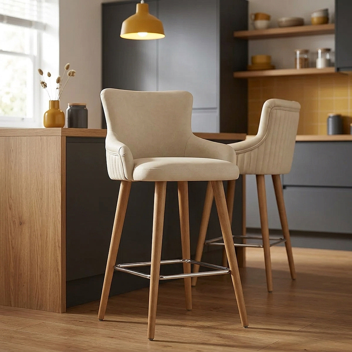 Taburete Sintético Madera - Diablo Crema