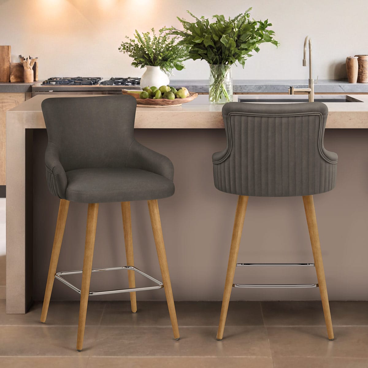 Taburete Sintético Madera - Diablo Gris